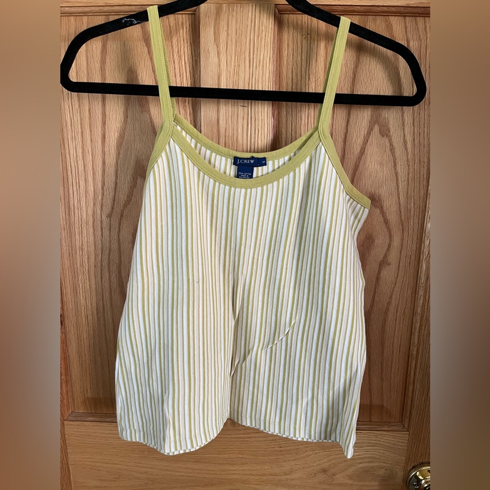 J. Crew Green and Cream Striped Top
